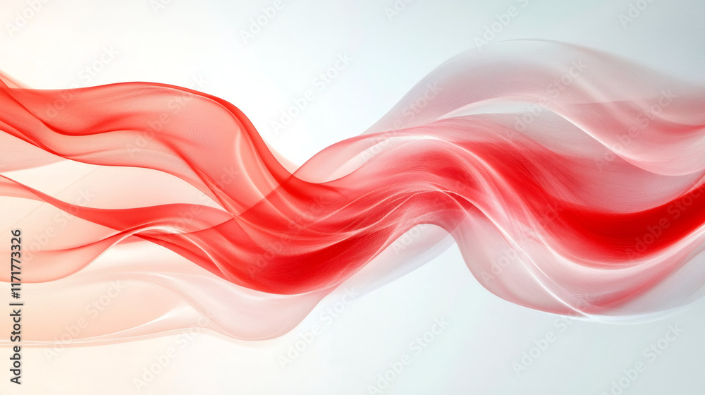 Poster abstract red and white waves creating a beautiful design on a soft background, perfect for valentine
