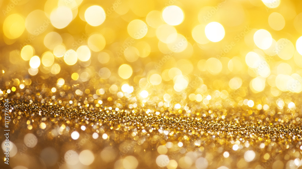 Poster golden glitter texture creating a sparkling bokeh effect, perfect for valentine's day or any festive