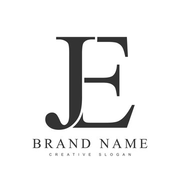 JE trendy logotype template. Initial letter j and e classic font style. Creative logo for company name or identity.