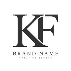 KF trendy logotype template. Initial letter k and f classic font style. Creative logo for company name or identity.