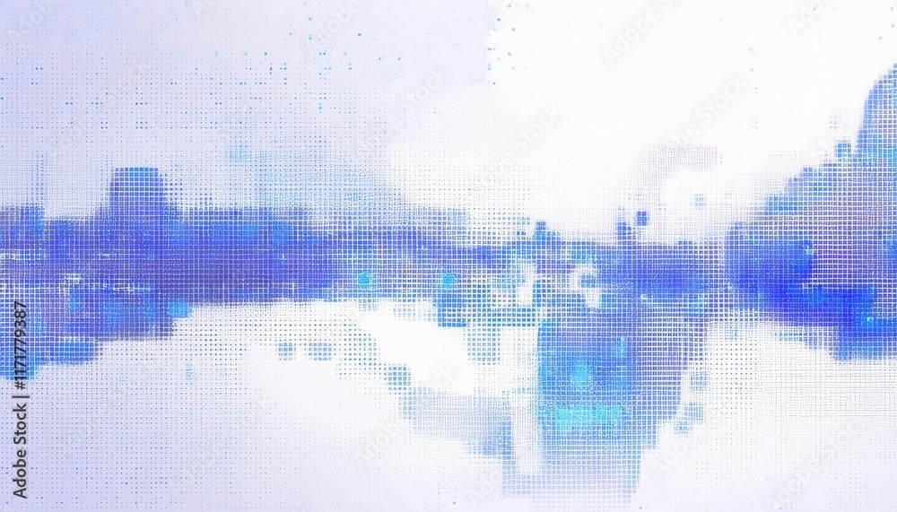 Aufkleber Abstract Blue Digital Matrix Pattern with Pixelated Gradient Overlay, Ideal for Technology, AI, and Data Driven Visual Concepts