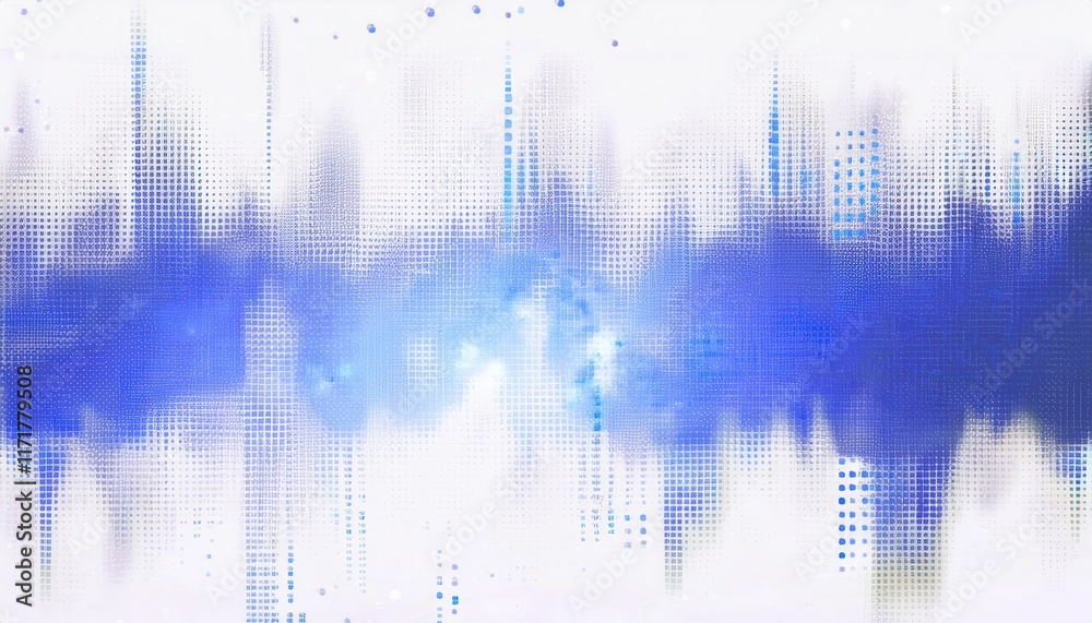 Aufkleber Abstract Blue Digital Matrix Pattern with Pixelated Gradient Overlay, Ideal for Technology, AI, and Data Driven Visual Concepts