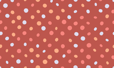 Seamless dotted pattern with colorful circles, ideal for textile fabrics, wallpaper, or abstract backgrounds. A trendy geometric design for creative decor.