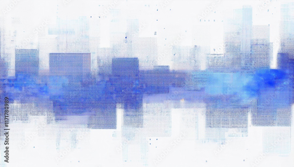 Aufkleber Abstract Blue Digital Matrix Pattern with Pixelated Gradient Overlay, Ideal for Technology, AI, and Data Driven Visual Concepts
