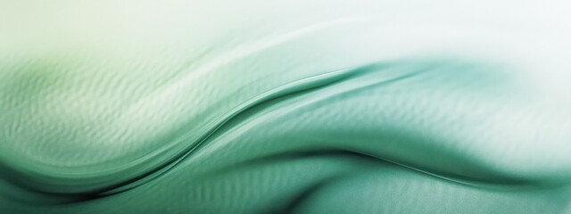 Abstract waves, smooth curves, fluid motion, mint green gradient, minimalist design, soft shadows, elegant flow, silk texture, ethereal atmosphere, soothing colors, gentle undulation, subtle shading, 