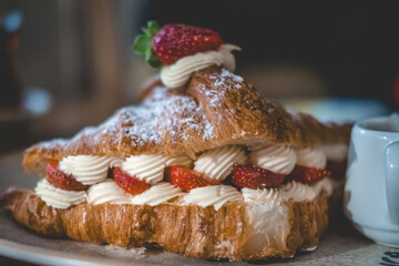 Strawberry and cream croissant
