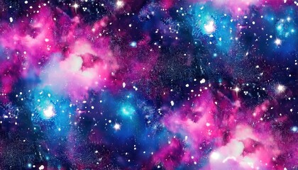 Obraz premium Breathtaking Cosmic Nebula with Vibrant Pink and Blue Clouds, Glittering Stars, and a Luminous Galactic Glow. Perfect for Sci-Fi Art, Astronomy Themes, and Space Wallpapers