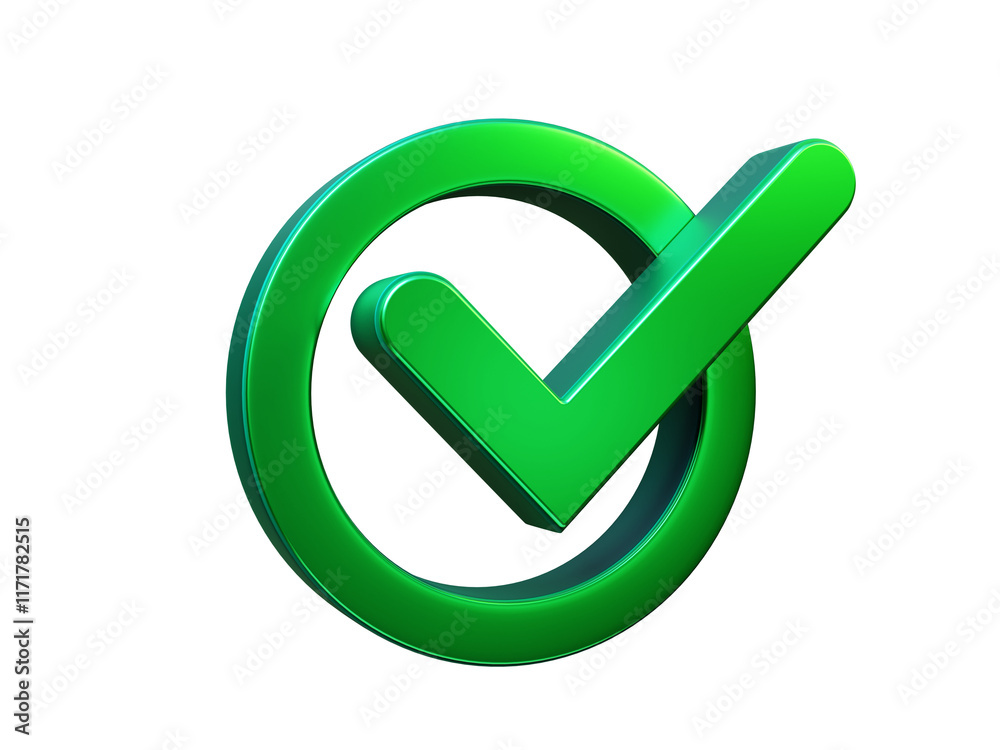 Aufkleber green 3d check mark icon render isolated on transparent background