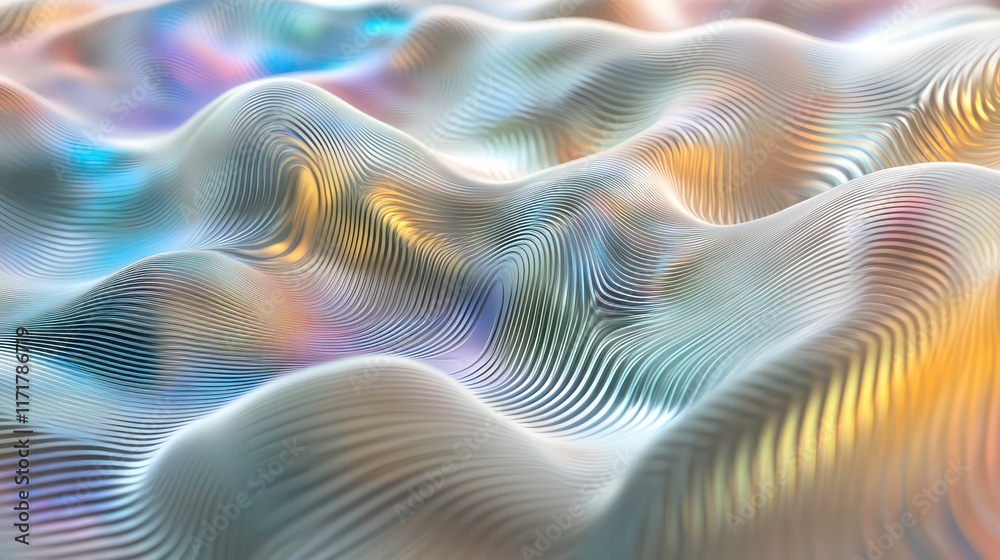 Aufkleber abstract iridescent wavy lines background texture.