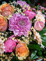 Vibrant Floral Bouquet Featuring Pink and Yellow Roses