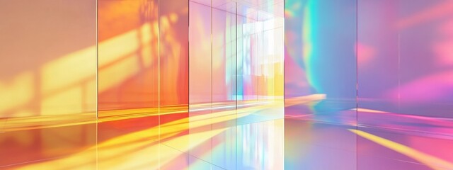 Reflective surfaces create dynamic light effects in a vibrant space during the day