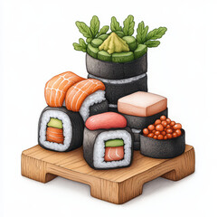 Delicious gourmet sushi platter with fresh ingredients