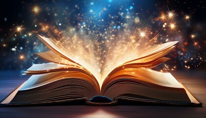 this enchanting image showcases an open book with glowing pages symbolizing the illumination of knowledge and the magic of storytelling inviting curiosity and wonder