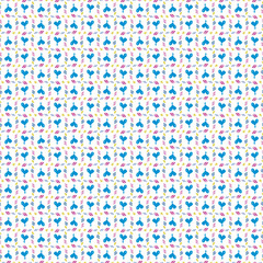 Hand drawn Playful Blue Hearts and Dashes Seamless Pattern