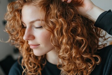 Fototapeta premium Relaxing hair treatment experience at a salon with a client enjoying a scalp massage and rejuvenating wash