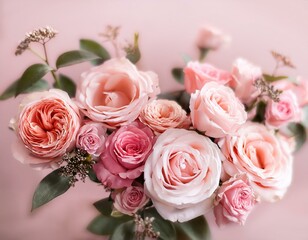 Fototapeta premium vintage style photography of delicate blooming festive roses and pink summer flowers for bridal bouquets floral cards and soft pastel backgrounds