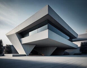 Obraz premium modern concrete architecture with edgy design