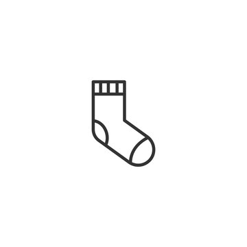 Minimalist black line drawing of a single sock icon on white background