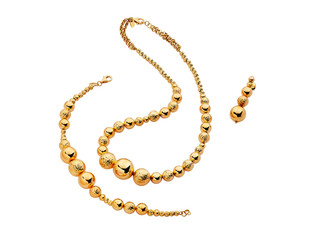 Special design gold chain necklace bracelet isolated