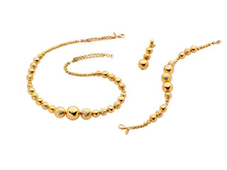 Special design gold chain necklace bracelet isolated