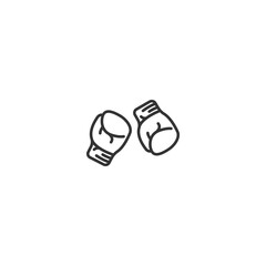 Minimalist line art of boxing gloves on white background
