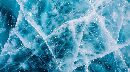 The image is of ice with a blue hue