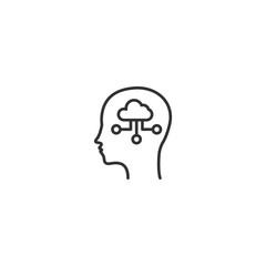 Human head with cloud computing circuit line art concept