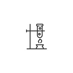 Laboratory equipment icon: test tube over flame on stand illustration