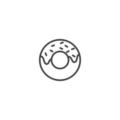 Minimalistic black and white donut icon with sprinkles