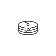 Minimalistic pancake icon with dripping syrup in line art style
