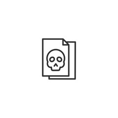 Minimalistic skull document line art icon for digital use