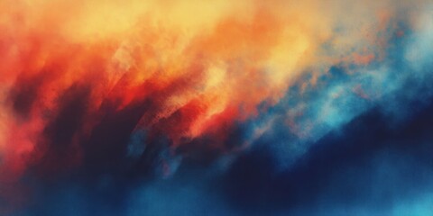 Abstract painting, blurred colors, orange and blue gradients, fluid textures, soft transitions, atmospheric, ethereal, emotional, vibrant, dynamic brushstrokes, panoramic composition, dreamlike, cosmi