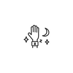 Minimalist sleep tracker icon with hand, moon, and stars