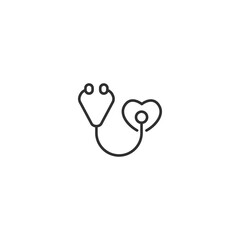 Minimalistic stethoscope icon with heart symbol for healthcare and medical concepts