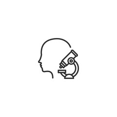 Human profile with microscope icon symbolizing scientific research and innovation