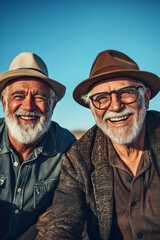 Fototapeta premium Cheerful Companions: Seniors Celebrating Nature and Life