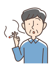 たばこを吸う男性