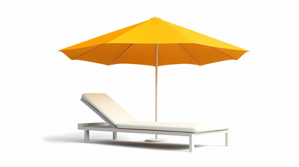 Fototapeta premium Sun umbrella and sunbed isolated on white background. Sunchaser. Illustration