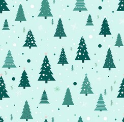 Obraz premium Christmas Tree Pattern: Festive Background and Wrapping Paper Design Material