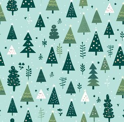 Obraz premium Christmas Tree Pattern: Festive Background and Wrapping Paper Design Material