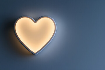 Heart-shaped led light emitting a warm glow against a blue wall, perfect for valentine's day celebrations