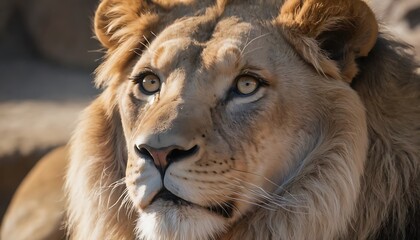 Fototapeta premium Portrait of an african lion -panthera leo- at a zoo- denver, colorado, lion is a king of forest, lion in zoo