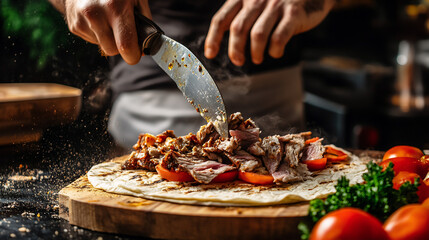 chef preparing tacos, food