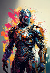 Fototapeta premium Graffiti Cyber Gladiator A Vision of Future Power