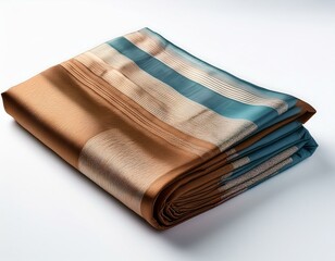 folded cotton saree straight view isolated white background