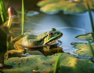 marsh frog in a seasonal pond