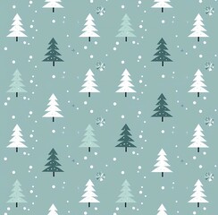 Obraz premium Christmas Tree Pattern: Festive Background and Wrapping Paper Design Material