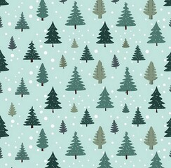 Fototapeta premium Christmas Tree Pattern: Festive Background and Wrapping Paper Design Material
