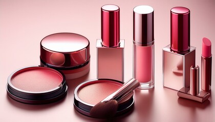 cosmetics display lip gloss and compact powder