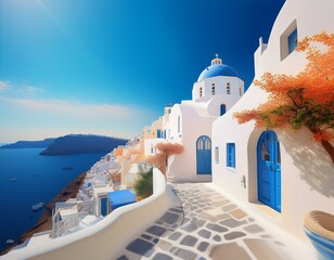 greece santorini island oia conceptual background white architecture of a narrow street abstract background greek islands santorini